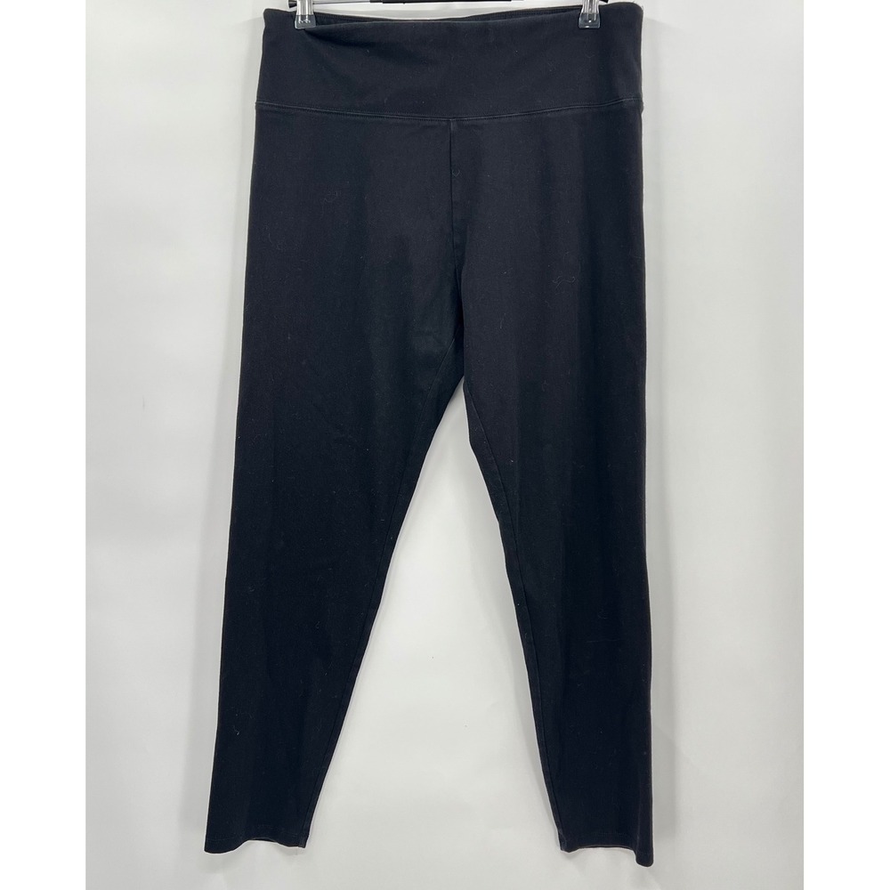 Soft Surroundings Large Leggings Womens Black High Rise Cotton Blend Stretch‎